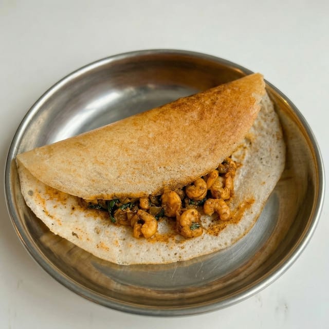 Kerala Shrimp Curry Dosa.